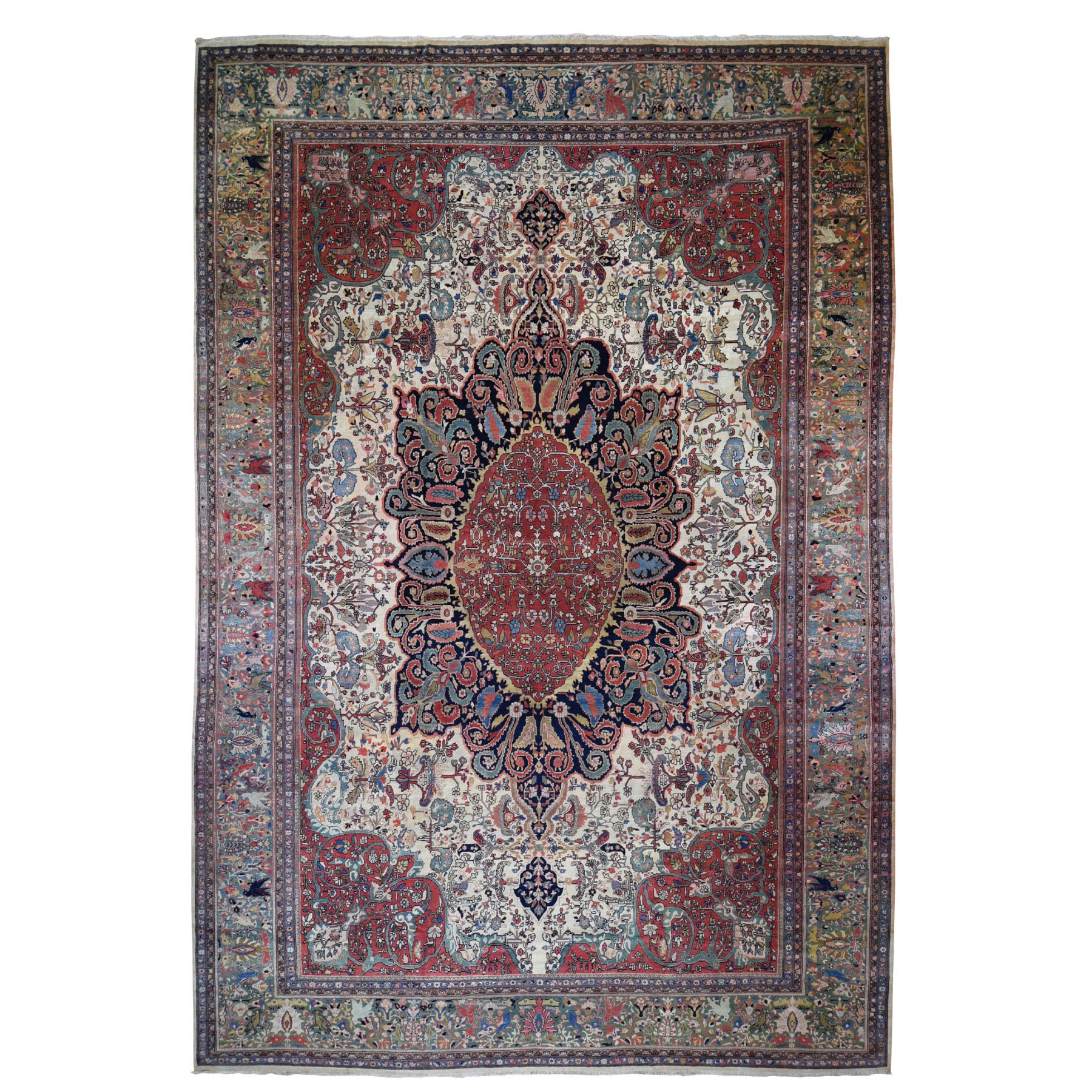 Traditional Wool Hand-Knotted Area Rug 12'2